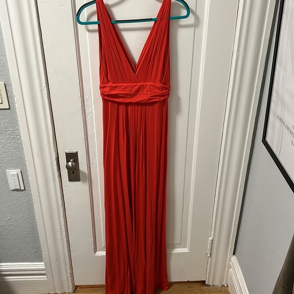 Tart v-neck (and v-back) maxi sundress in coral, long - Picture 3 of 5